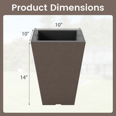 Set of 2 Square Taper Planter with Removable Inner Bucket and Optional Drainage Hole