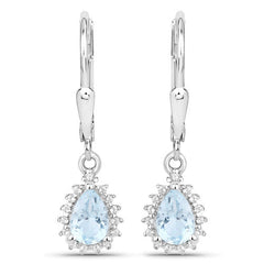 2.00 Carat Genuine Blue Topaz and White Topaz .925 Sterling Silver Jewelry Set