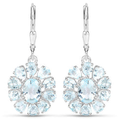 14.02 Carat Genuine Blue Topaz and White Topaz .925 Sterling Silver 3 Piece Jewelry Set (Ring, Earrings, and Pendant w/ Chain)