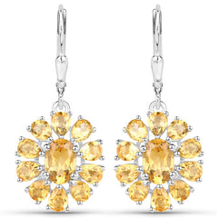 12.24 Carat Genuine Citrine and White Topaz .925 Sterling Silver 3 Piece Jewelry Set (Ring, Earrings, and Pendant w/ Chain)