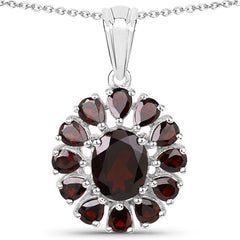 13.82 Carat Genuine Garnet and White Topaz .925 Sterling Silver 3 Piece Jewelry Set (Ring, Earrings, and Pendant w/ Chain)