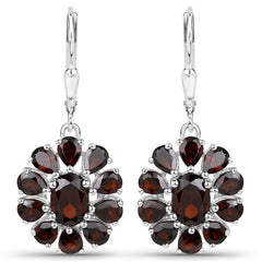 13.82 Carat Genuine Garnet and White Topaz .925 Sterling Silver 3 Piece Jewelry Set (Ring, Earrings, and Pendant w/ Chain)