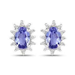 2.00 Carat Genuine Tanzanite and White Topaz .925 Sterling Silver Jewelry Set