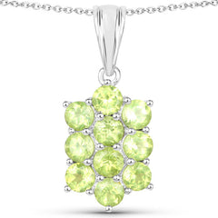 6.80 Carat Genuine Peridot .925 Sterling Silver 3 Piece Jewelry Set (Ring, Earrings, and Pendant w/ Chain)