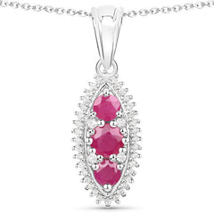 4.32 Carat Genuine Ruby and White Topaz .925 Sterling Silver 3 Piece Jewelry Set (Ring, Earrings, and Pendant w/ Chain)