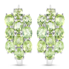 8.84 Carat Genuine Peridot .925 Sterling Silver 3 Piece Jewelry Set (Ring, Earrings, and Pendant w/ Chain)