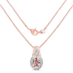 2.28 Carat Genuine Morganite and White Topaz .925 Sterling Silver 3 Piece Jewelry Set (Ring, Earrings, and Pendant w/ Chain)
