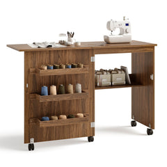 Folding Sewing Craft Table Shelf Storage Cabinet Home Furniture