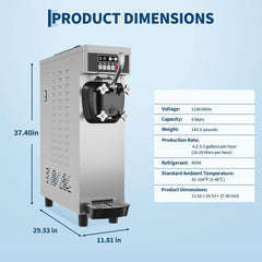 Single-Flavor 6L Commercial 1500W Countertop Soft Serve Ice Cream Machine (SAK25318)
