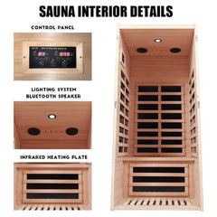 Thermora Premium 1-Person Indoor Low EMF FAR Infrared Heat Hemlock Wood Personal Home Spa Sauna, 1200W (SAK27463)