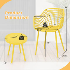 3 Piece Patio Chair Set with PP Seat and Tabletop for Porch
