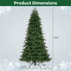 6/7.5 Feet Pre-Lit Artificial Christmas Tree with 11 Modes and Metal Stand