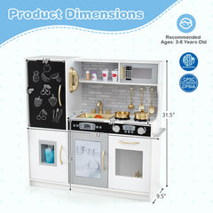 Toddler Pretend Play Kitchen for Boys and Girls 3-6 Years Old-White & Golden