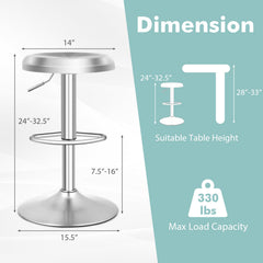 Modern Swivel Adjustable Height Bar Stool with Footrest for Pub Bistro Kitchen Dining