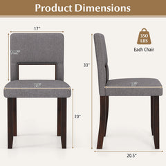 Set of 2 Wooden Dining Chair with Acacia Wood Frame Padded Seat and Back