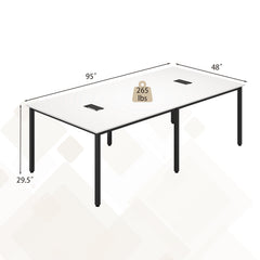 8 Feet Conference Room Table Large Meeting Table Seats up to 10 People-White