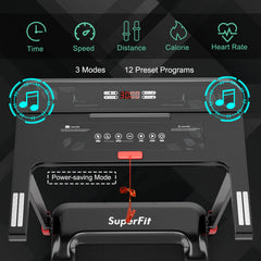 Folding Electric Compact Walking Treadmill with APP Control Speaker-Red