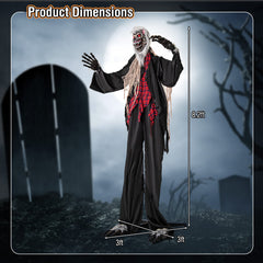 8.2 FT Standing Animatronic Werewolf with Howling Sounds Red Flashing Eyes and Poseable Arms