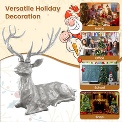Standing Reindeer Statue Aluminum Deer Sculpture for Indoors Christmas Decor