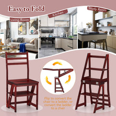 Multifunctional 3-in-1 Ladder Chair Display Plant Stand for Library Kitchen Office