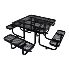 Large 46-Inch Stylish Square Steel Picnic Table W/ Thermoplastic Coating & Umbrella Hole (SAK90547)