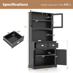Tall Sideboard with 2 Drawers and Adjustable Shelves