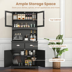 Tall Sideboard with 2 Drawers and Adjustable Shelves