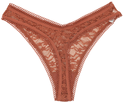 High Leg Daisy Lace Thong with Picot Trim