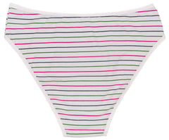 Printed Cotton High Waist Bikini with Picot Trim