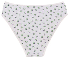Printed Cotton High Waist Bikini with Picot Trim