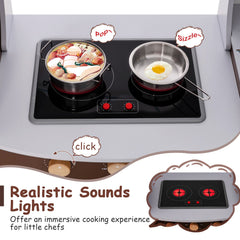 Toddler Kitchen Playset with Ice Maker Microwave Oven Sink and Washing Machine for Kids 3+ Years Old