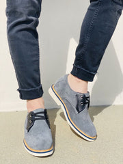 CALTO Business Casual Grey Leather Shoes 2.8 Inch - Y42023