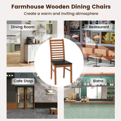 Set of 2 Wooden Dining Chair with Rubber Wood Legs for Living Room