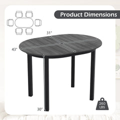 43 Inch Wooden Dining Table with Rubber Wood Legs for 2-4 People-Black