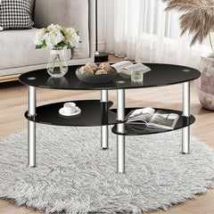 Modern Accent Chair & Tempered Glass Oval Side Coffee Table Set