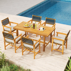 7-Piece Patio Dining Set for 6 People Farmhouse Furniture