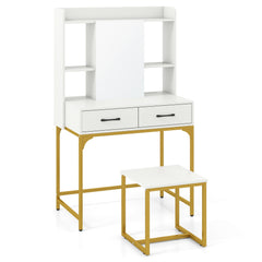 Vanity Desk with Storage Drawers and Charging Station