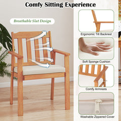 6 Pieces Patio Dining Table Set 63” Rectangle Table with 4 Acacia Wood Armchairs and Backless Bench