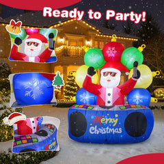 6 Feet Inflatable DJ Santa with Rotating Music Light and Flashing LEDs