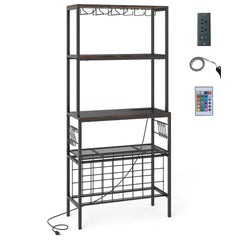 Wine Organizer with Power Outlet and Bottle Holders