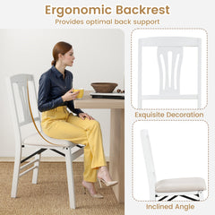 Folding Kitchen Chairs Set of 4 Upholstered Dining Chairs with Comfy Padded Seats-White