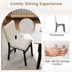Foldable Dining Chair Set of 4 Armless Kitchen Chair with Padded Seat and Tilt Backrest