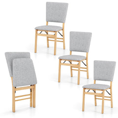 Foldable Dining Chair Set of 4 Armless Kitchen Chair with Padded Seat and Tilt Backrest