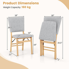 Foldable Dining Chair Set of 4 Armless Kitchen Chair with Padded Seat and Tilt Backrest
