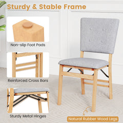 Foldable Dining Chair Set of 4 Armless Kitchen Chair with Padded Seat and Tilt Backrest