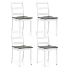Set of 4 Wood Dining Chairs with Solid Rubber Wood Legs