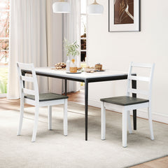 Set of 4 Wood Dining Chairs with Solid Rubber Wood Legs