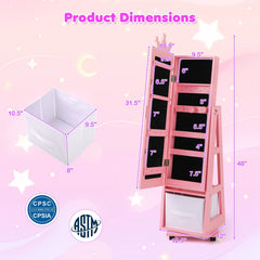 Kids Vanity Set + Kids Jewelry Armoire with Full-Length Mirror with Drawer