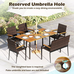 6 Pieces Outdoor Dining Set with Umbrella Hole