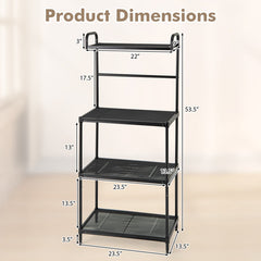 Kitchen Organization with 4-Tier Kitchen Microwave Storage Rack and Trash Can
